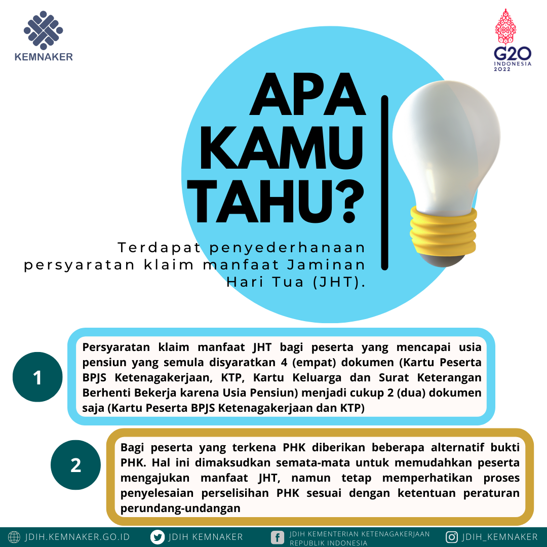 Penyederhanaan Persyaratan Klaim Manfaat Jaminan Hari Tua (JHT)